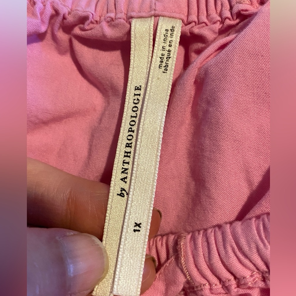 ANTHROPOLOGIE womens pink drawstring pants crop cotton 1x - Picture 3 of 6